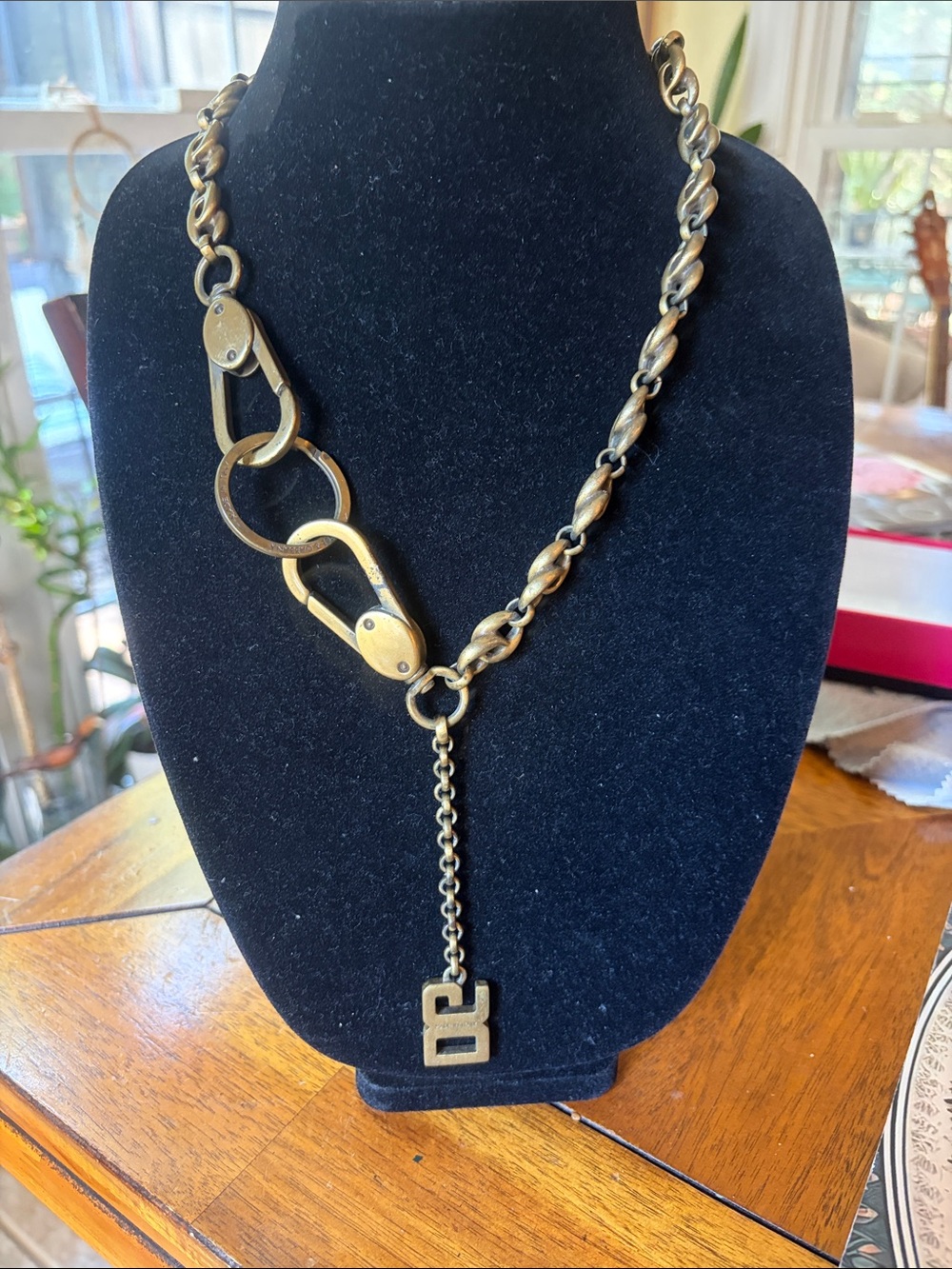 Dolce Gabbana Brass Link Pendant Necklace - Logo Accent
